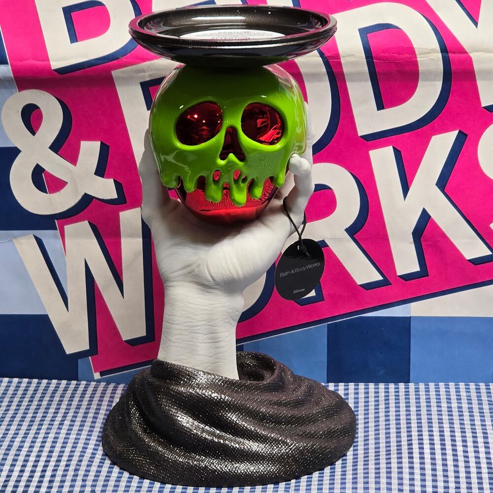 BBW Disney Villain Evil Queen Poison Apple Large 3 Wick Candle Pedestal Holder